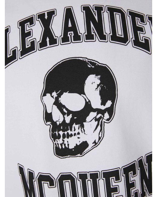 Alexander McQueen Gray Skull Graphic T-shirt for men
