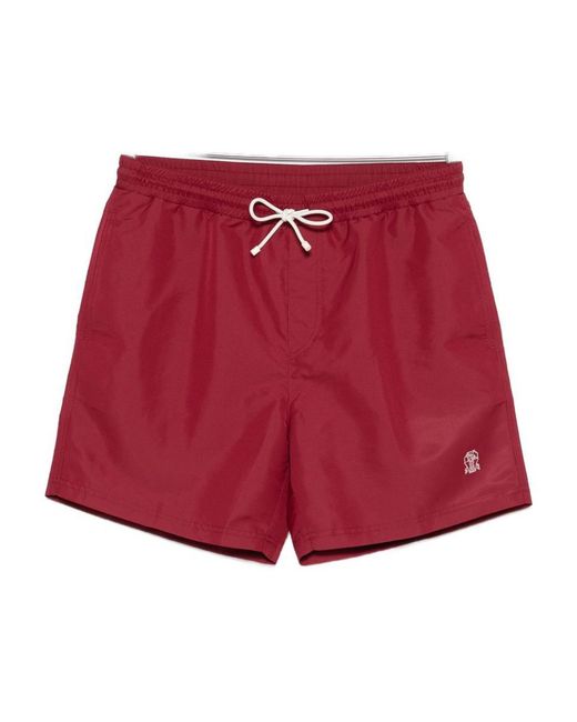 Brunello Cucinelli Red Swim Shorts for men
