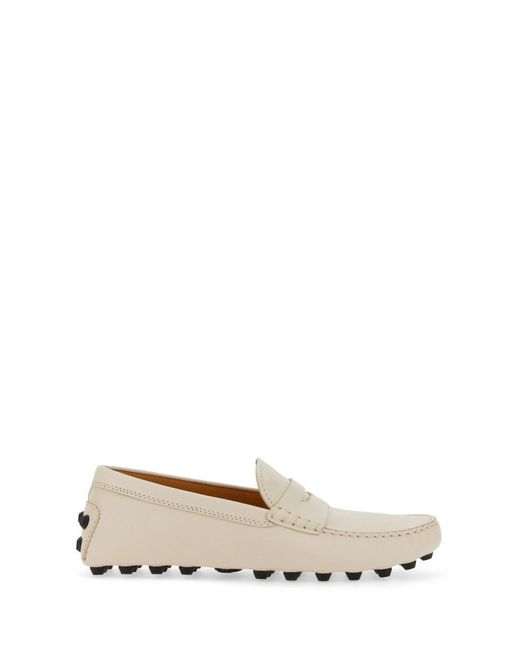 Tod's White Rubberized Moccasin