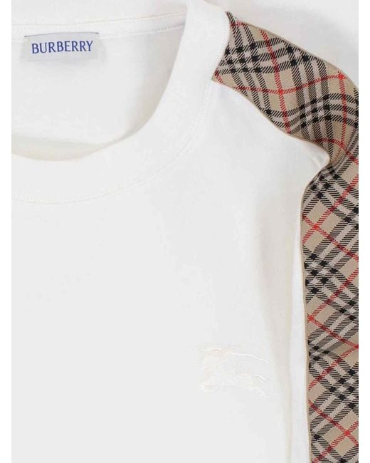 Burberry White Check Crew Neck T-Shirt for men