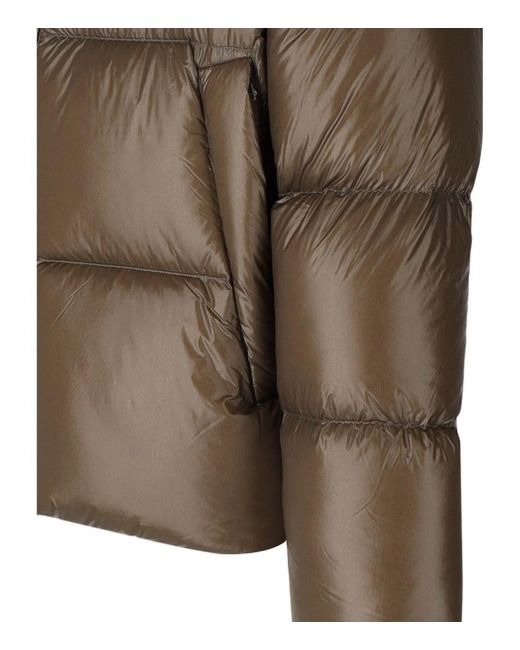 Emporio Armani Green Brown Hooded Down Jacket With Logo for men