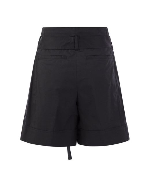 Peserico Blue Short With Pleats And Stretch Cotton