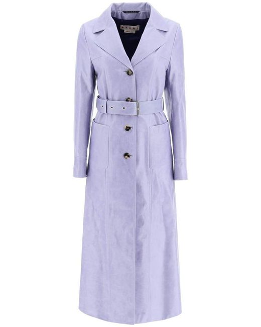 Marni Belted Leather Trench Coat