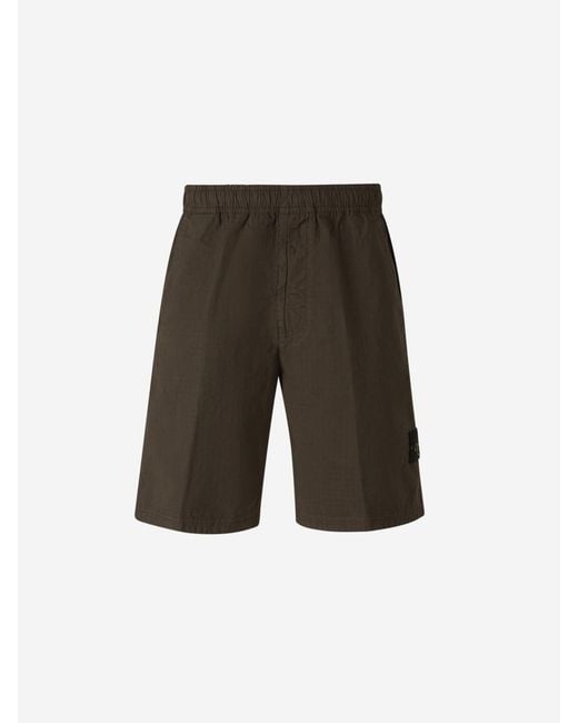 Stone Island White Cotton Twill Bermuda Shorts for men