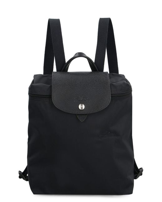 Longchamp Black Le Pliage Leather Details Nylon Backpack