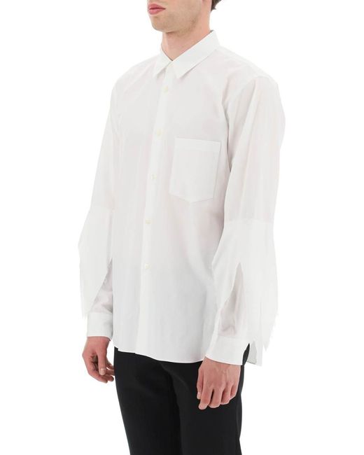 Comme des Garçons White Comme Des Garcons Plus Spiked Frayed-sleeved Shirt for men