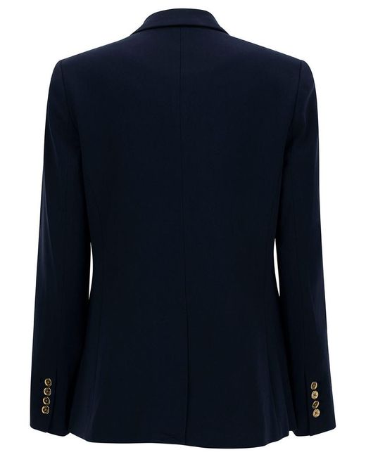Michael Kors Blue Single-Breasted Jacket With Golden Buttons