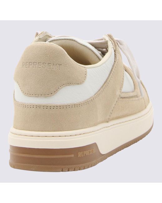 Represent White Sand Suede Apex Sneakers for men