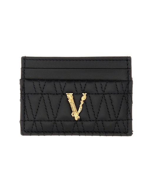 Versace Black Card Holder "Virtus"