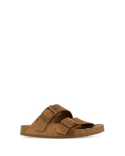 Balenciaga Brown Camel Suede Sunday Slippers for men