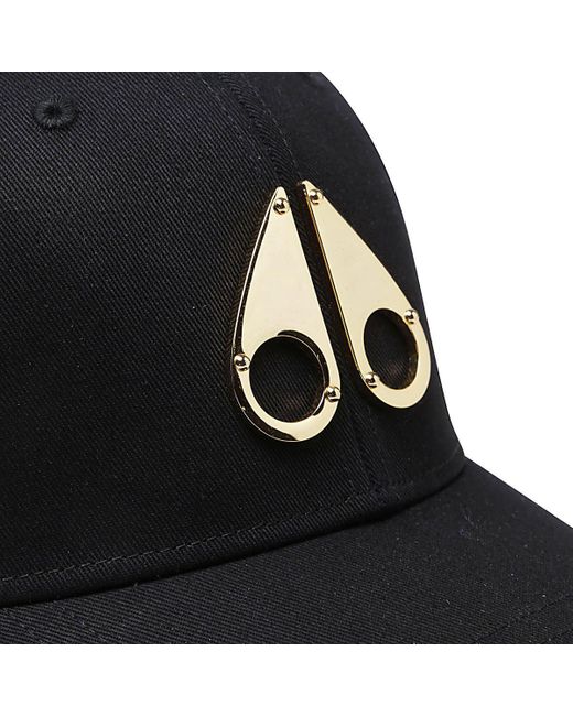 Moose Knuckles Black And Cotton Logo Icon Baseball Cap for men