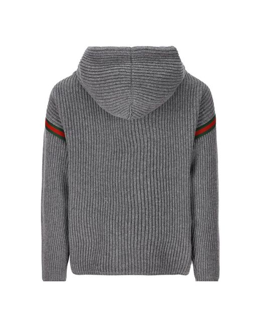 Gucci Gray Wool Cashmere Sweather With Hood for men