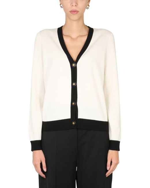 Tory Burch White Cardigan With Contrasting Finish