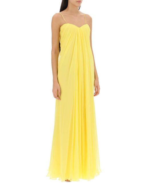 Alexander McQueen Yellow Silk Chiffon Bustier Gown