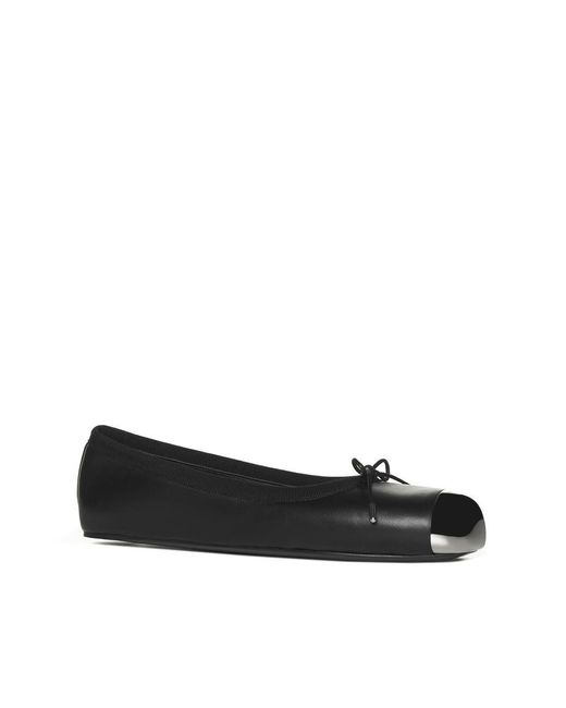 Alexander McQueen Black Metal-toecap Leather Ballet Flats