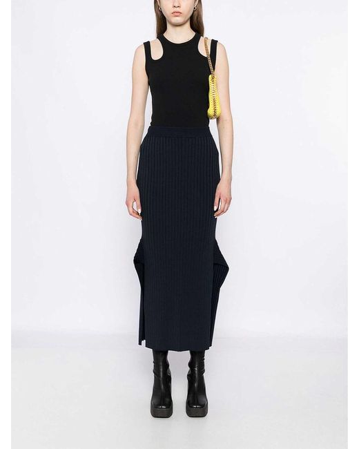 Stella McCartney Blue Ribbed Flared Skirt
