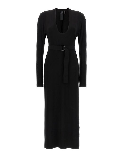 Norma Kamali Black Long U-neck Dress Dresses