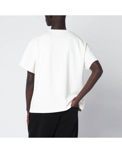 Brain Dead White T-Shirt With Embroidered Logo for men