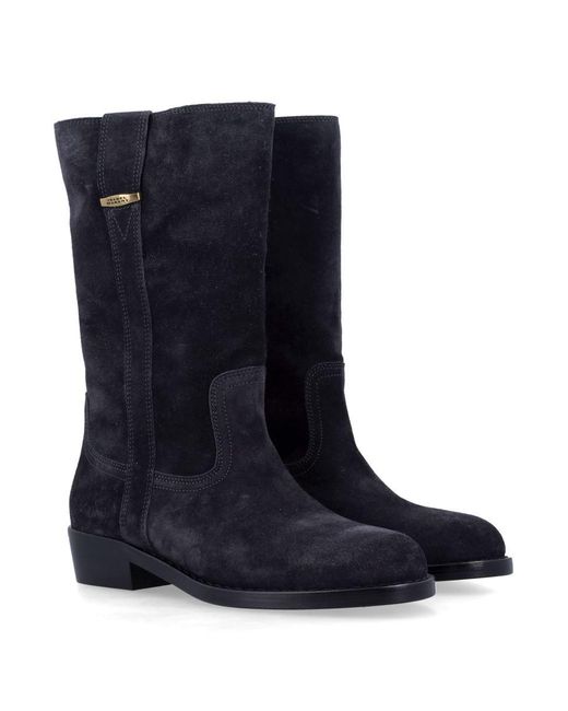 Isabel Marant Blue Suede Knee-High Heikee Boots