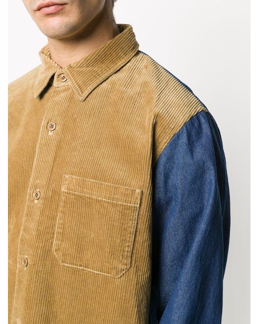 Stussy Panelled Corduroy Shirt in Blue 