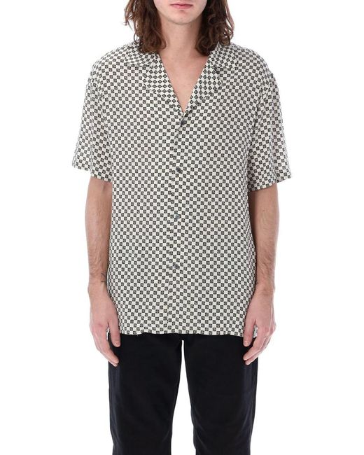 Balmain Gray Mini Monogram Bowling Shirt for men