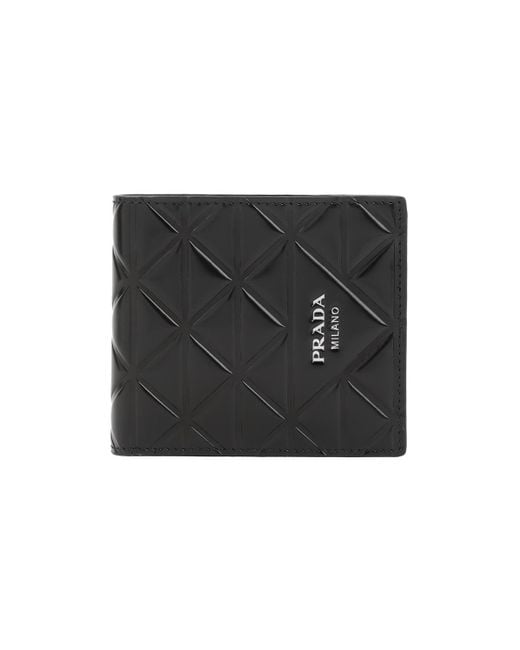 Prada Black Patent Calf Leather Wallet Smallleathergoods for men