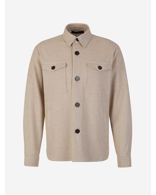 Harris Wharf London Natural Pockets Cotton Overshirt for men