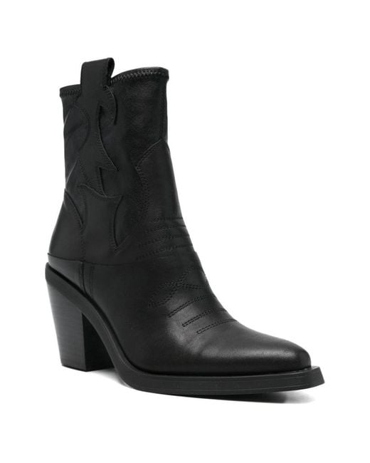 Ash Black Pointed Toe Ankle Boots
