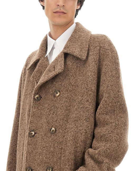 Dolce & Gabbana Natural Double-Breasted Coat for men