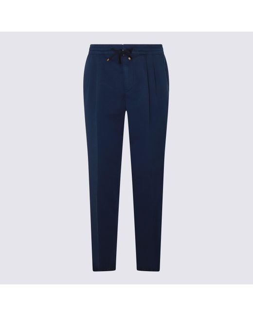Brunello Cucinelli Blue Linen Pants for men