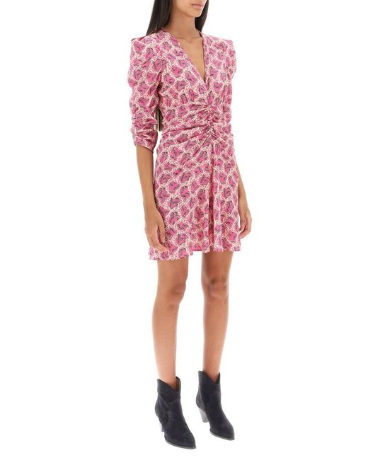 Isabel Marant Pink 'aliniza' Ruched Mini Dress