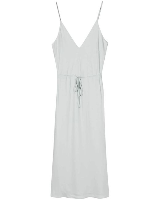 Calvin Klein White V-Neck Crepe Midi Dress