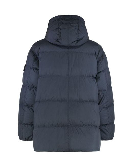 Stone Island Blue Parka With Hood for men