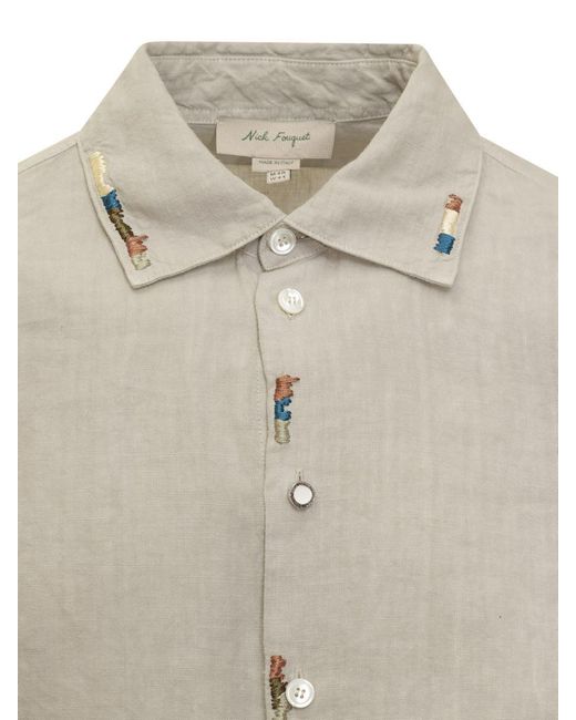 Nick Fouquet Gray Shirt With Embroidery for men