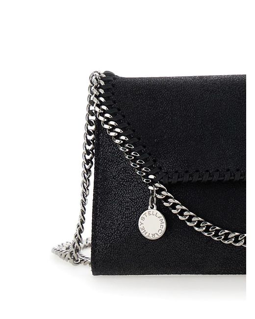 Stella McCartney Black 'Mini Falabella' Crossbody Bag With Logo Charm