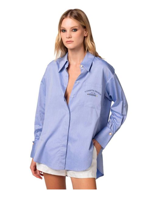 Elisabetta Franchi Blue Light Oxford Shirt