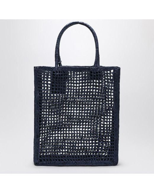 Manebí Blue Rectangular Raffia Tote
