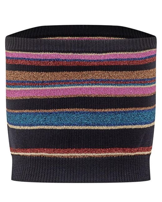 DSquared² Blue Multicolor Striped Bandeau Top