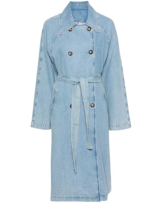 Liu Jo Blue Double-Breasted Trench Coat