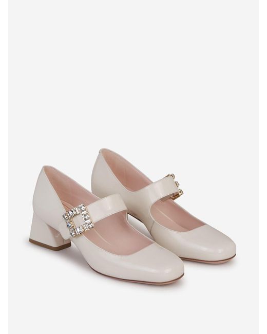Roger Vivier White Buckle Mary Jane Shoes