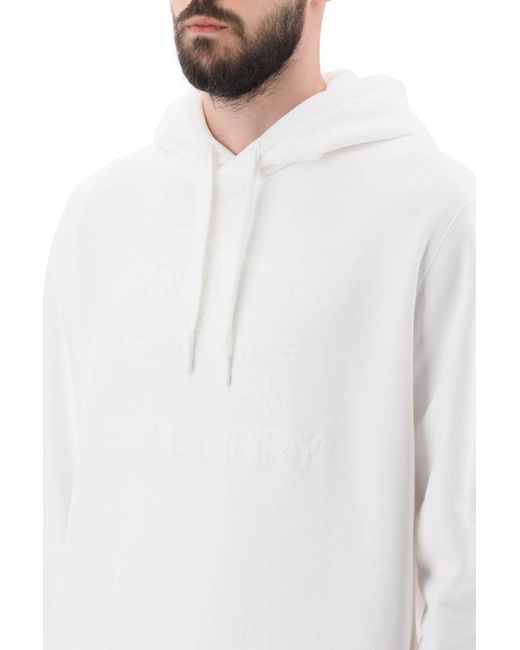 Burberry White 'raynerbridge' Hoodie With Ekd Logo In Terry Cloth for men