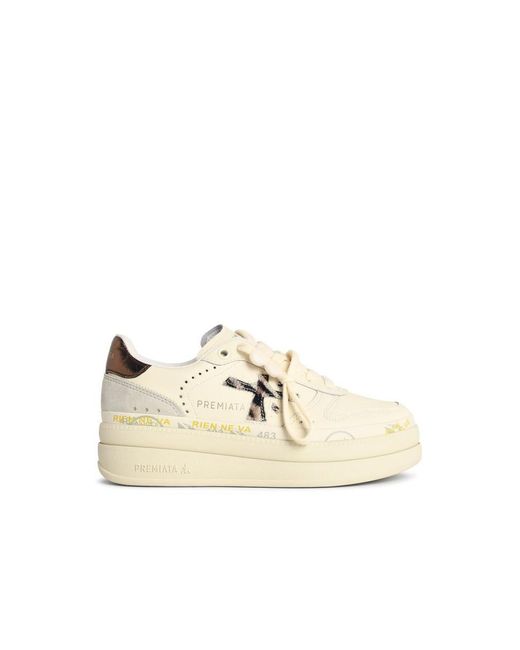Premiata Natural 'Micol' Ivory Leather Blend Sneakers