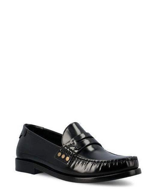 Saint Laurent Black Luxe Raffia & Leather Slip On Loafers.