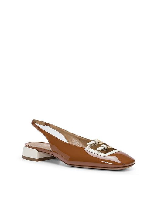 A.Bocca Brown Patent Leather Slingback With Heart Buckles