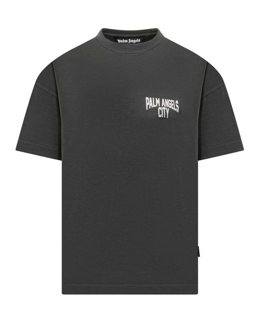 Palm Angels Black Pa City Washed T-shirt for men