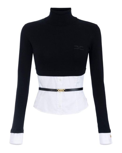 Elisabetta Franchi Blue Layered High-neck Sweater