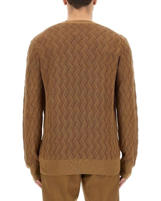 Boss Brown Knit With Aran Stitch Work for men