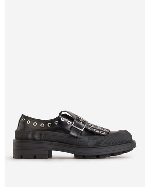 Alexander McQueen Black Leather Studded Loafers for men