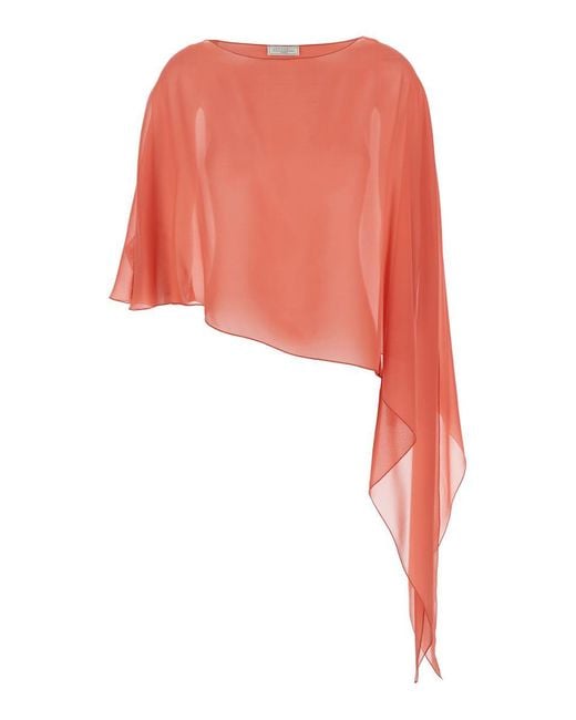 Antonelli White 'Melone' Top With Boat Neckline And Asymmetric Design