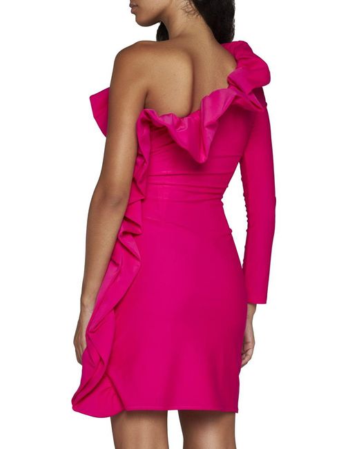 P.A.R.O.S.H. Pink Neutral One-shoulder Dress